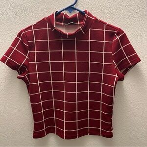 SHEIN Red Fitted Polo Crop Top